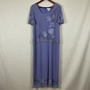 Vintage blue periwinkle beaded Mother of the Bride evening gown formal wedding